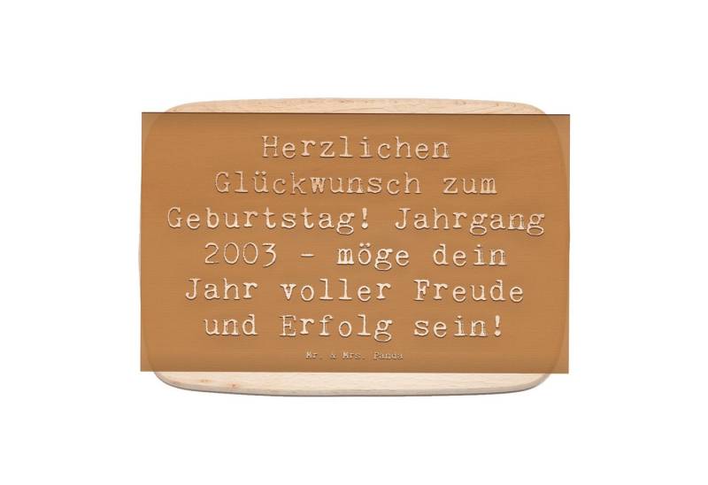Mr. & Mrs. Panda Frühstücksbrett Spruch 2003 Geburtstag - Braun Pastell - Geschenk, Jahrgang 2003, Alt, Birkenholz, (1-St), Einzigartige Gravuren von Mr. & Mrs. Panda