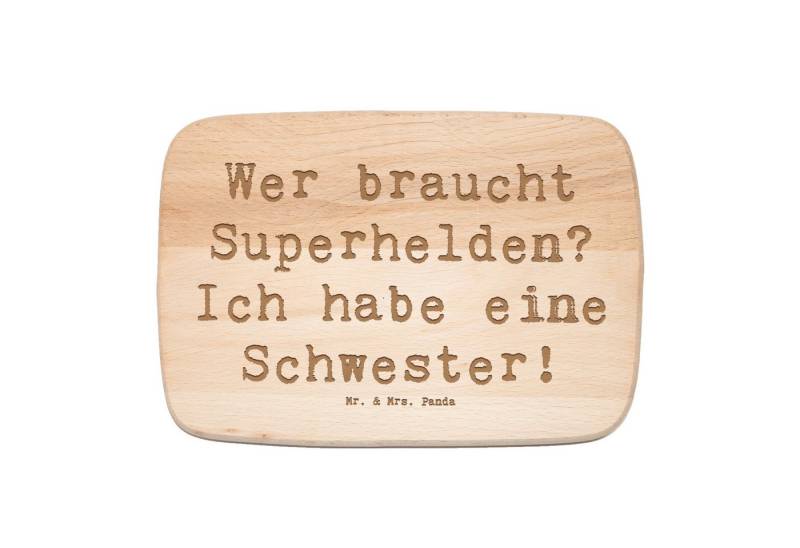 Mr. & Mrs. Panda Frühstücksbrett Superhelden Schwester - Transparent - Geschenk, Schneidebrett Holz, M, Birkenholz, (1-St), Exquisite Lasergravur von Mr. & Mrs. Panda