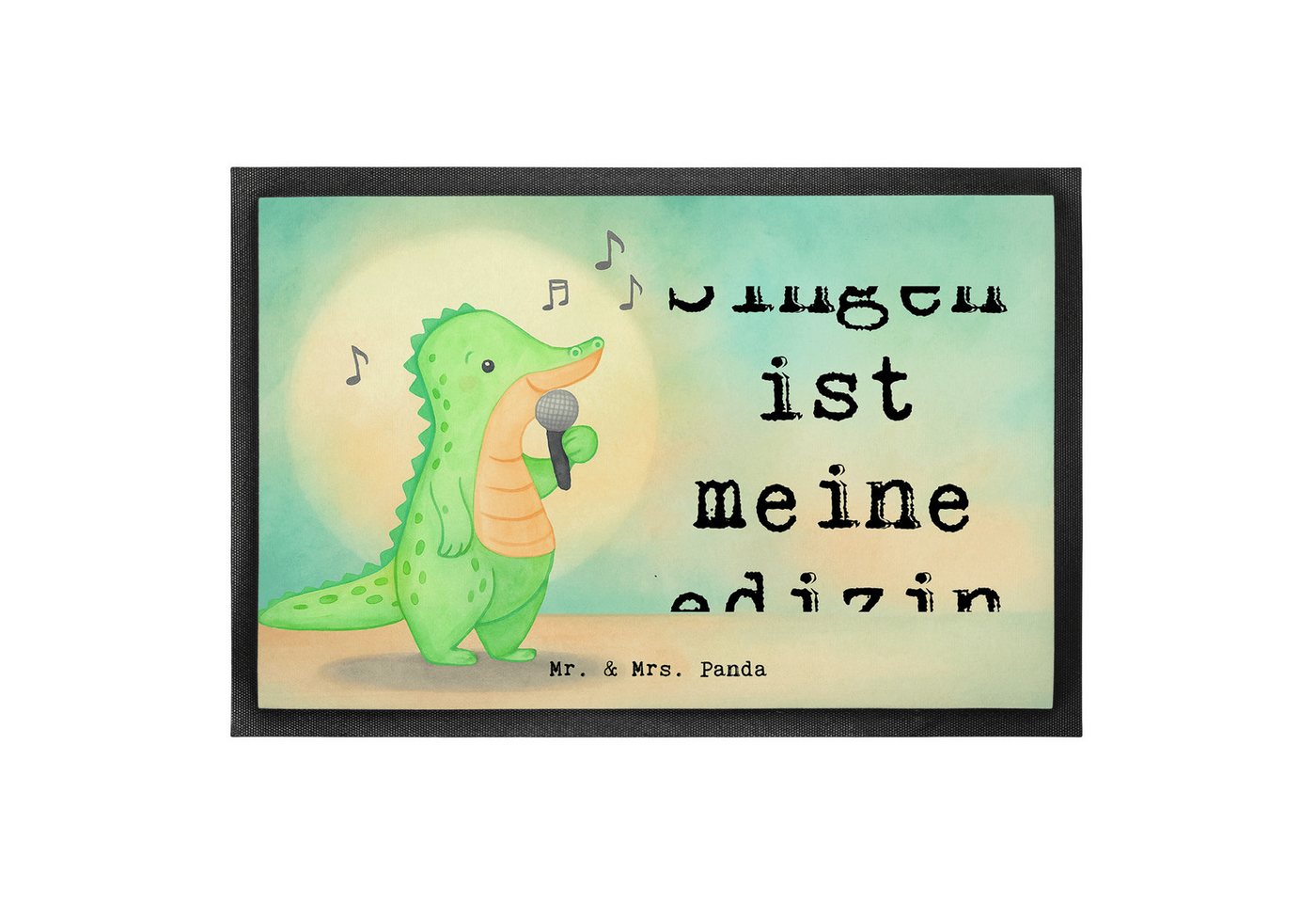Mr. & Mrs. Panda Fußmatte Krokodil Singen Design, Schmutzmatte 40 x 60 cm, Weiß, Fussmatte, Abt, Höhe: 40 mm von Mr. & Mrs. Panda