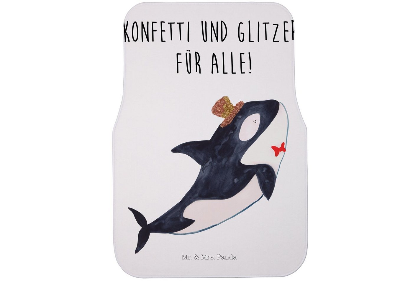 Mr. & Mrs. Panda Fußmatte Orca Zylinder - Weiß - Geschenk, Fahrer, Meer, Fußmatte Auto, Glitter, Höhe: 0.5 mm von Mr. & Mrs. Panda