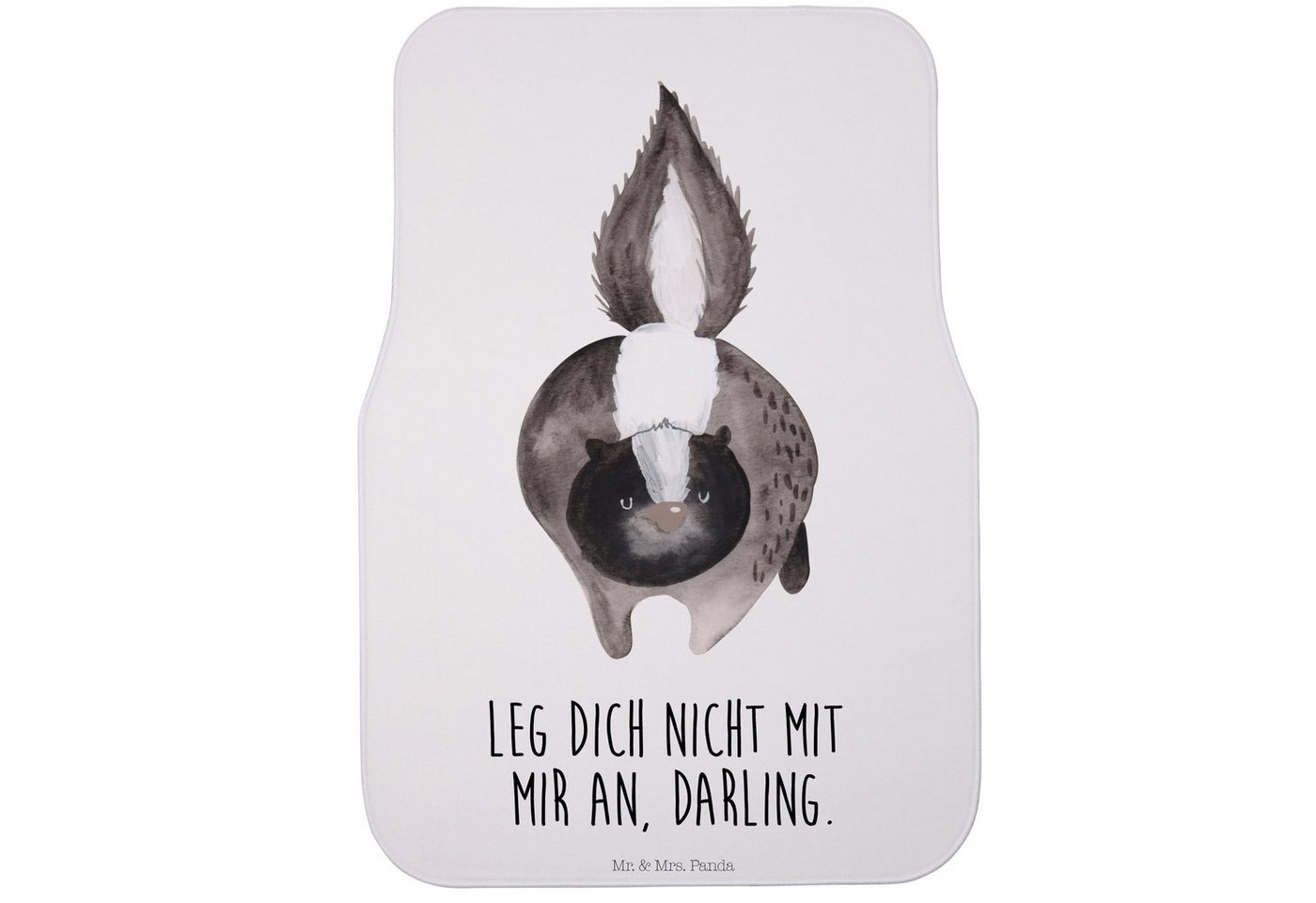 Mr. & Mrs. Panda Fußmatte Stinktier Angriff - Weiß - Geschenk, Skunk, Schmutzmatte Auto, Autofu, Höhe: 0.5 mm von Mr. & Mrs. Panda