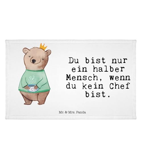 Mr. & Mrs. Panda Gäste Handtuch Chef mit Herz - Geschenk, Reisehandtuch, Unternehmensinhaber, Sport Handtuch, Direktor, Firmeninhaber, Leiter, von Mr. & Mrs. Panda