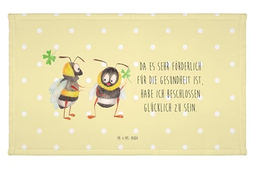 Mr. & Mrs. Panda Gäste Handtuch Hummeln mit Kleeblatt - Geschenk, lustige Sprüche, glücklich Sein, Frottier, Gute Laune, Tiere, Kinder Handtuch, von Mr. & Mrs. Panda