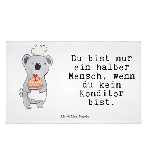 Mr. & Mrs. Panda Gäste Handtuch Konditor mit Herz - Geschenk, Patissier, Mitarbeiter, Confiseur, Beruf, Kinder Handtuch, Sport Handtuch, zum von Mr. & Mrs. Panda