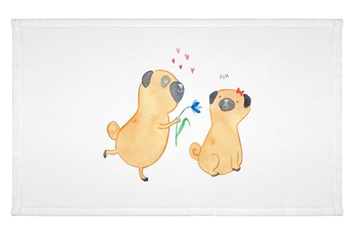 Mr. & Mrs. Panda Gäste Handtuch Mops verliebt - Geschenk, Haustier, Hundeliebe, knuffig, Hundemotiv, Kinder Handtuch, Partner, Gästetuch, Hunderasse, von Mr. & Mrs. Panda