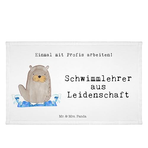 Mr. & Mrs. Panda Gäste Handtuch Schwimmlehrer aus Leidenschaft - Geschenk, Schwimmkurs, Frottier, Seepferdchen, Kollegin, Mitarbeiter, Schwimmbad, von Mr. & Mrs. Panda