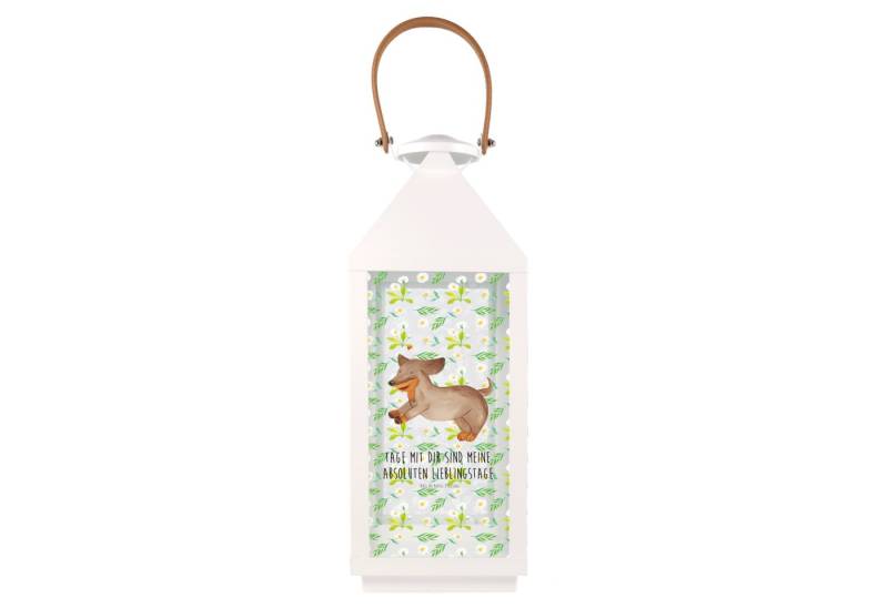 Mr. & Mrs. Panda Gartenleuchte Hund Dackel, Deko Laterne L, Transparent, Windlicht, Dackel, Weiß, Sp von Mr. & Mrs. Panda