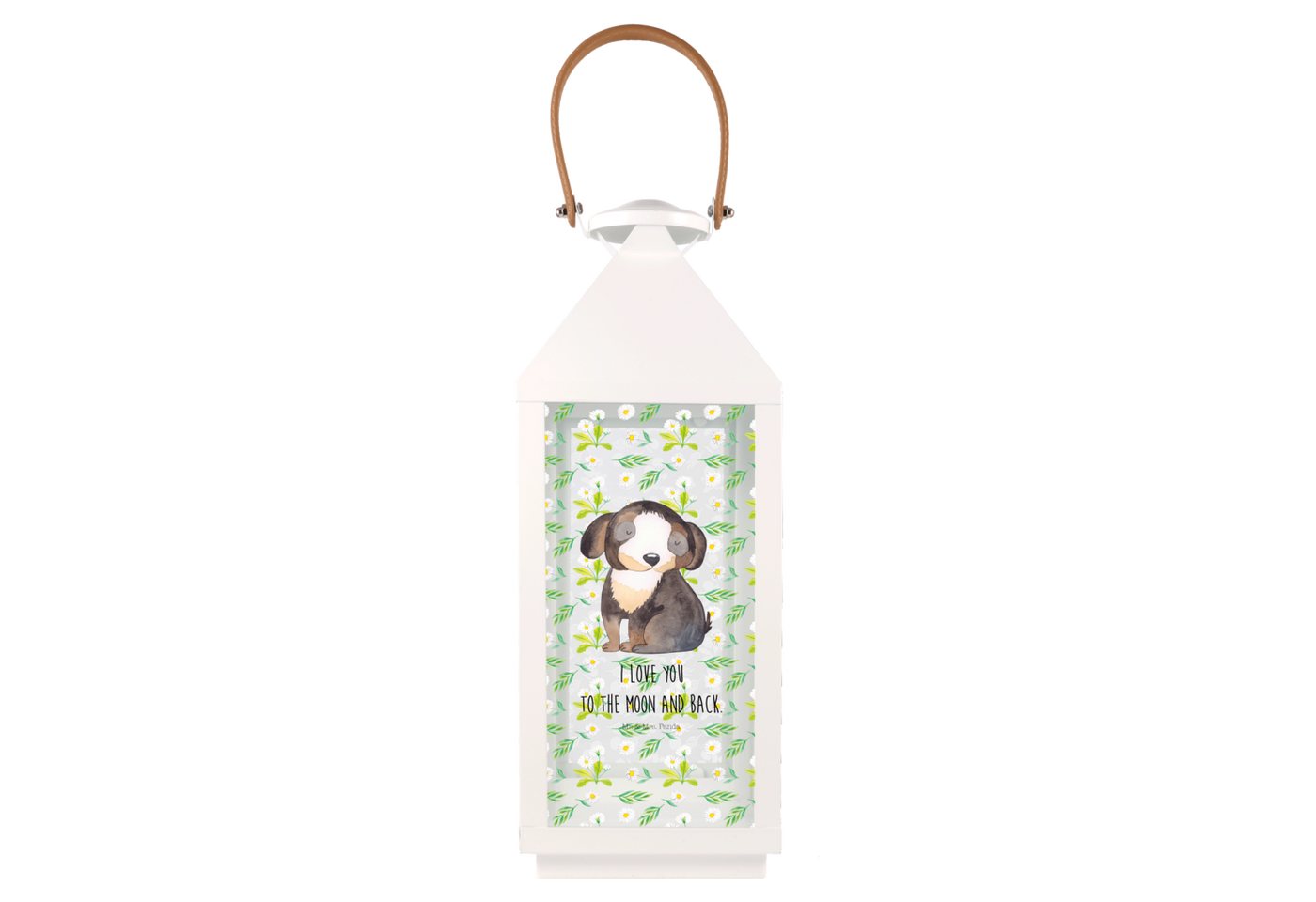 Mr. & Mrs. Panda Gartenleuchte Hund entspannt - Transparent - Geschenk, Hunderasse, Hundeliebe, Sprü von Mr. & Mrs. Panda