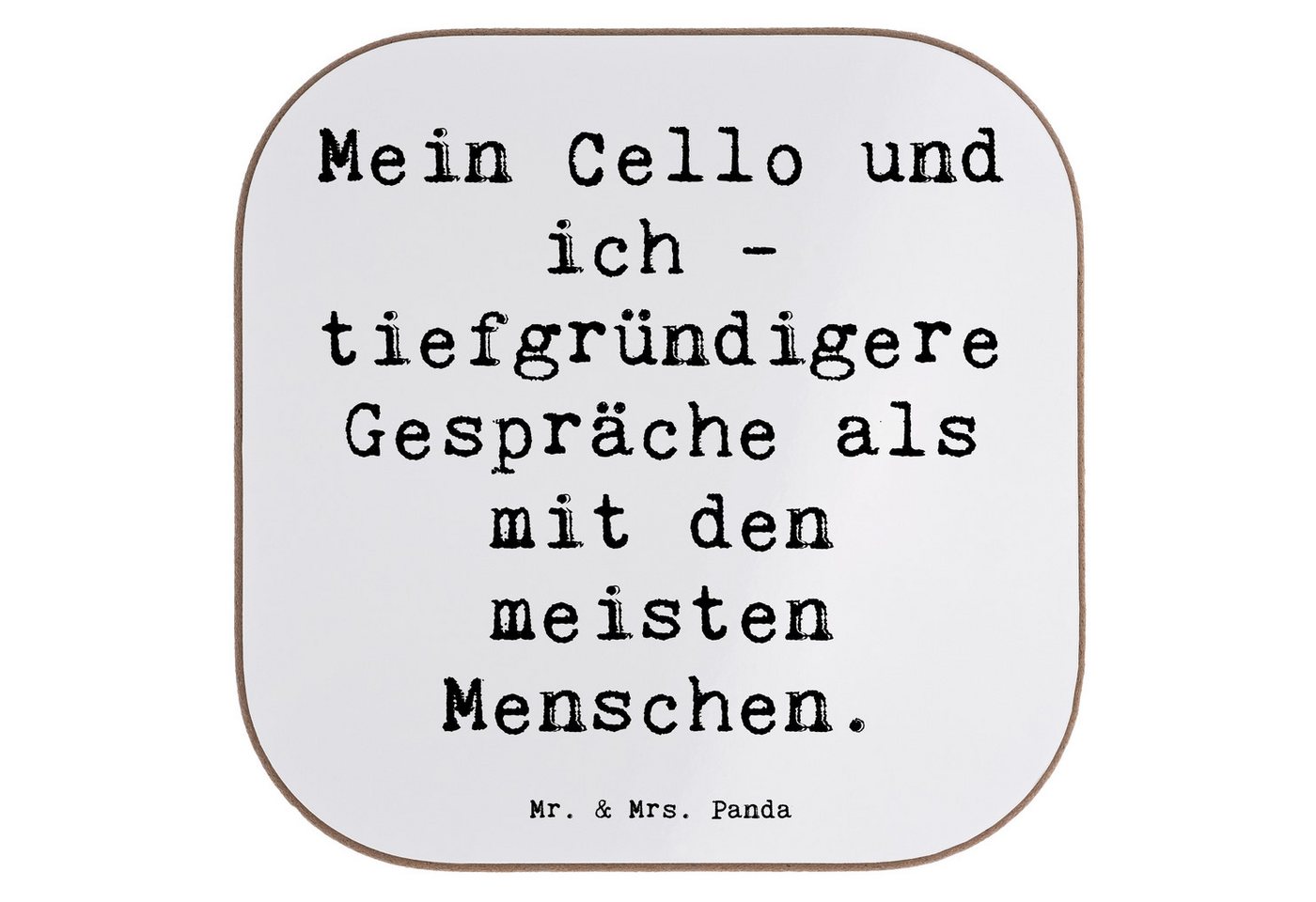 Mr. & Mrs. Panda Getränkeuntersetzer Spruch Violoncello Gespräche, Untersetzer für Gläser, Weiß, Gläser, I, Packung, 1-tlg. von Mr. & Mrs. Panda