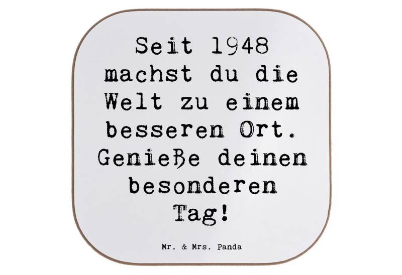 Mr. & Mrs. Panda Getränkeuntersetzer 1948 Geburtstag - Weiß - Geschenk, seit 1948, Untersetzer Holz, 75. G, 1-tlg., Innovative Designs von Mr. & Mrs. Panda