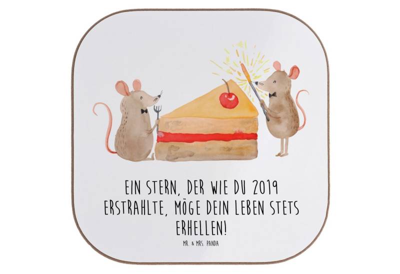 Mr. & Mrs. Panda Getränkeuntersetzer 2019 Geburtstag Stern - Weiß - Geschenk, erhellen, Untersetzer Holz, 1-tlg. von Mr. & Mrs. Panda