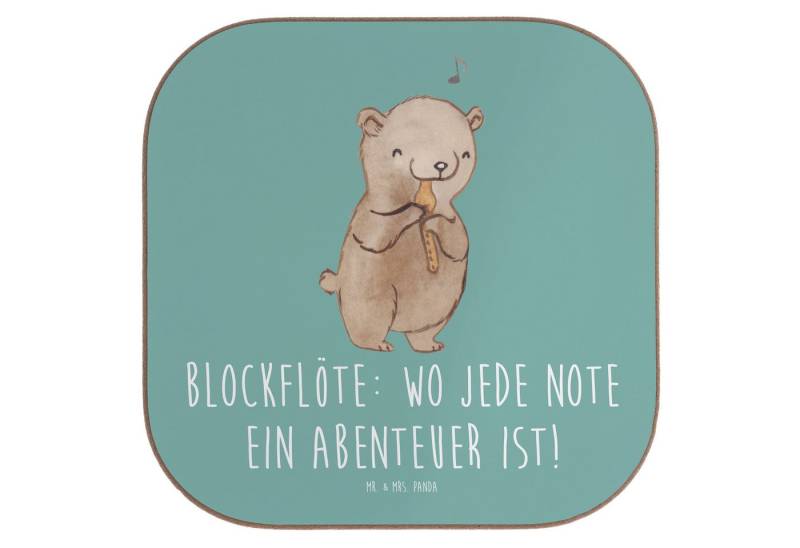 Mr. & Mrs. Panda Getränkeuntersetzer Abenteuer Blockflöte - Meeresbrise - Geschenk, Musikinstrument, Unter, 1-tlg., Handgezeichnete Motive von Mr. & Mrs. Panda