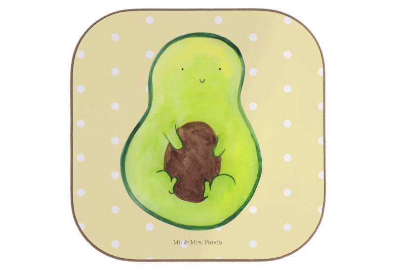 Mr. & Mrs. Panda Getränkeuntersetzer Avocado Kern - Gelb Pastell - Geschenk, Frucht, Avokado, Vegan, Unter, Packung, 1-tlg., Moderne Designs von Mr. & Mrs. Panda