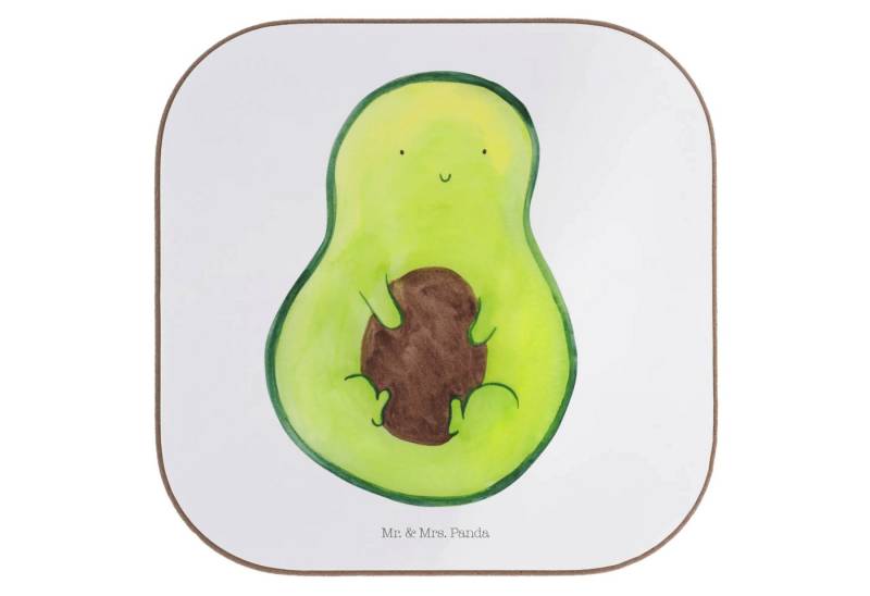 Mr. & Mrs. Panda Getränkeuntersetzer Avocado Kern - Weiß - Geschenk, Frucht, Avocadokern, Vegan, Spruch Le, Packung, 1-tlg., Stilvolles Design von Mr. & Mrs. Panda