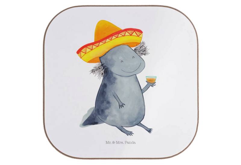 Mr. & Mrs. Panda Getränkeuntersetzer Axolotl Tequila, Untersetzer Design, Bierdeckel, Untersetzer Gläser, Packung, 1-tlg., Hochwertige Oberfläche von Mr. & Mrs. Panda