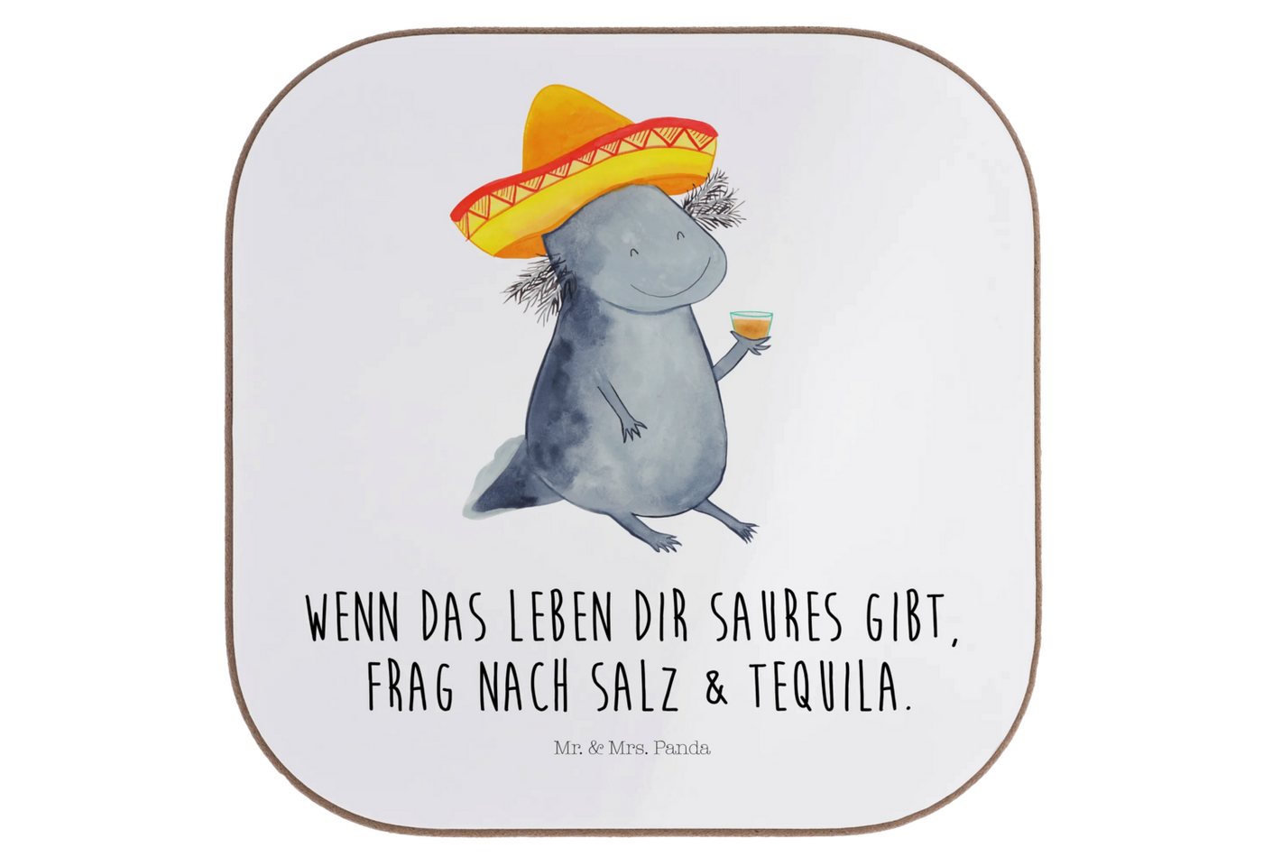 Mr. & Mrs. Panda Getränkeuntersetzer Axolotl Tequila, Untersetzer, Holzuntersetzer, Getränkeuntersetzer, Packung, 1-tlg., Stilvolles Design Mr. & Mrs. Panda Getränkeuntersetzer Axolotl Tequila, Untersetzer, Holzuntersetzer, Getränkeuntersetzer, Packung, 1-tlg., Stilvolles Design von Mr. & Mrs. Panda