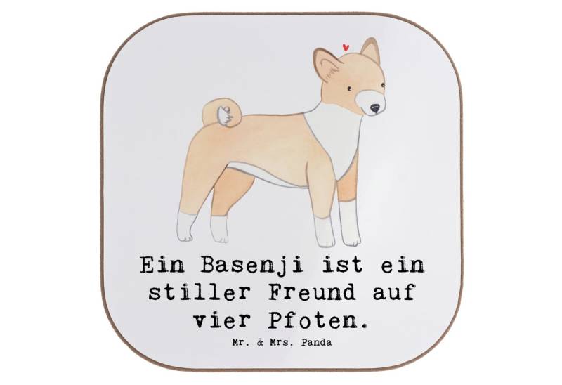 Mr. & Mrs. Panda Getränkeuntersetzer Basenji Freund - Weiß - Geschenk, Basenji Liebe, Untersetzer aus Holz, 1-tlg. von Mr. & Mrs. Panda