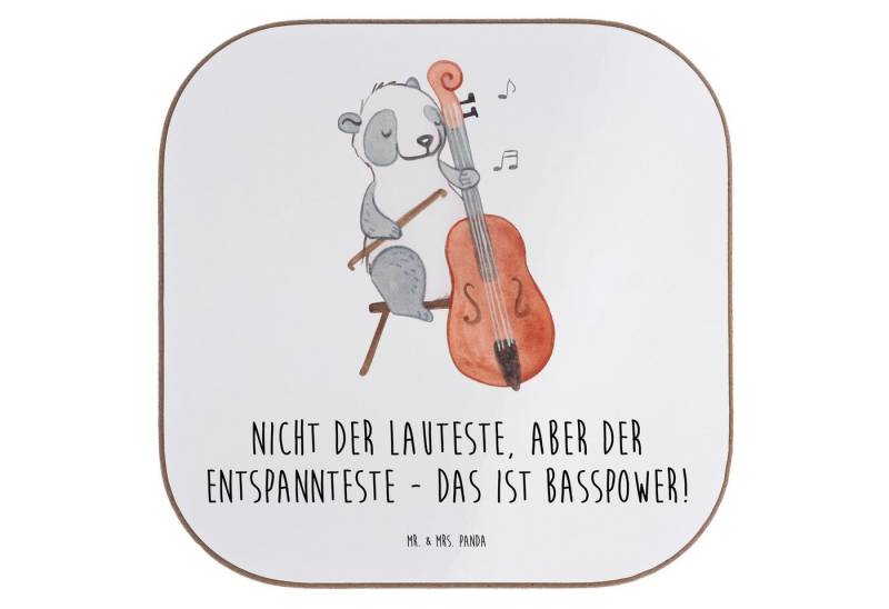 Mr. & Mrs. Panda Getränkeuntersetzer Bassgitarre Entspannt, Untersetzer für Gläser, Weiß, Gläser, Instrume, Packung, 1-tlg. von Mr. & Mrs. Panda