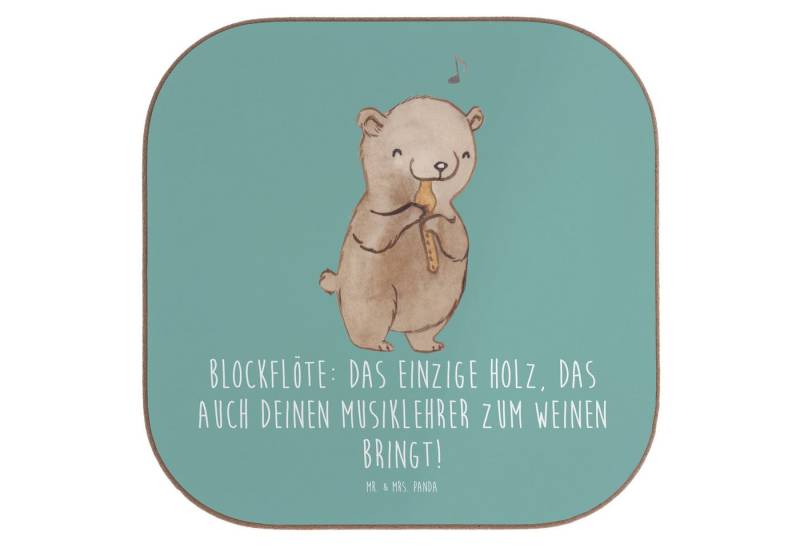 Mr. & Mrs. Panda Getränkeuntersetzer Blockflöte Humor - Meeresbrise - Geschenk, Tassen Untersetzer, handge, 1-tlg., Glänzende Oberfläche von Mr. & Mrs. Panda