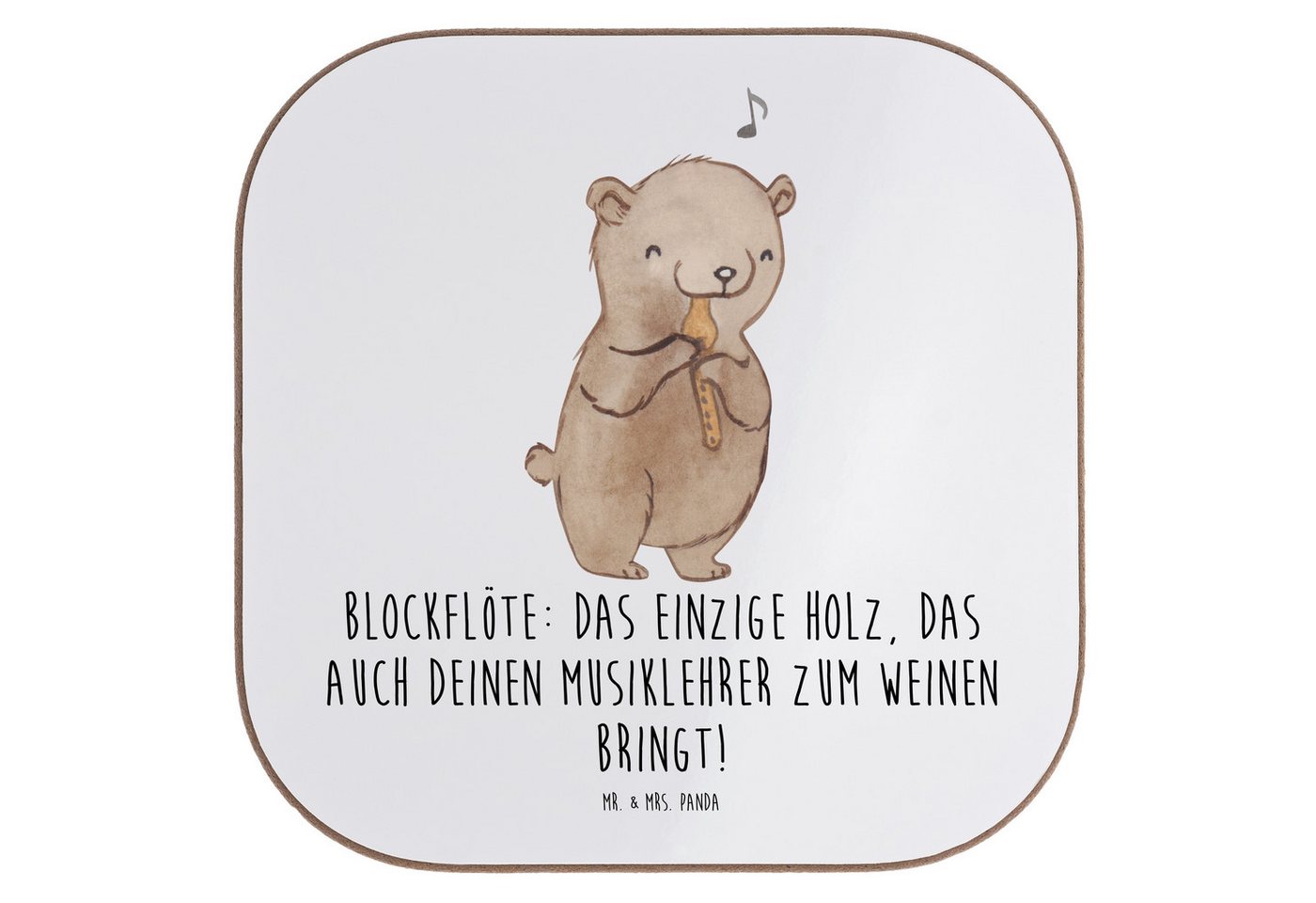 Mr. & Mrs. Panda Getränkeuntersetzer Blockflöte Humor, gläseruntersetzer, Weiß, Musik, Musiker Geschenk, I, Packung, 1-tlg. von Mr. & Mrs. Panda