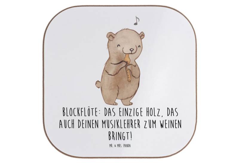 Mr. & Mrs. Panda Getränkeuntersetzer Blockflöte Humor, gläseruntersetzer, Weiß, Musik, Musiker Geschenk, I, Packung, 1-tlg. von Mr. & Mrs. Panda