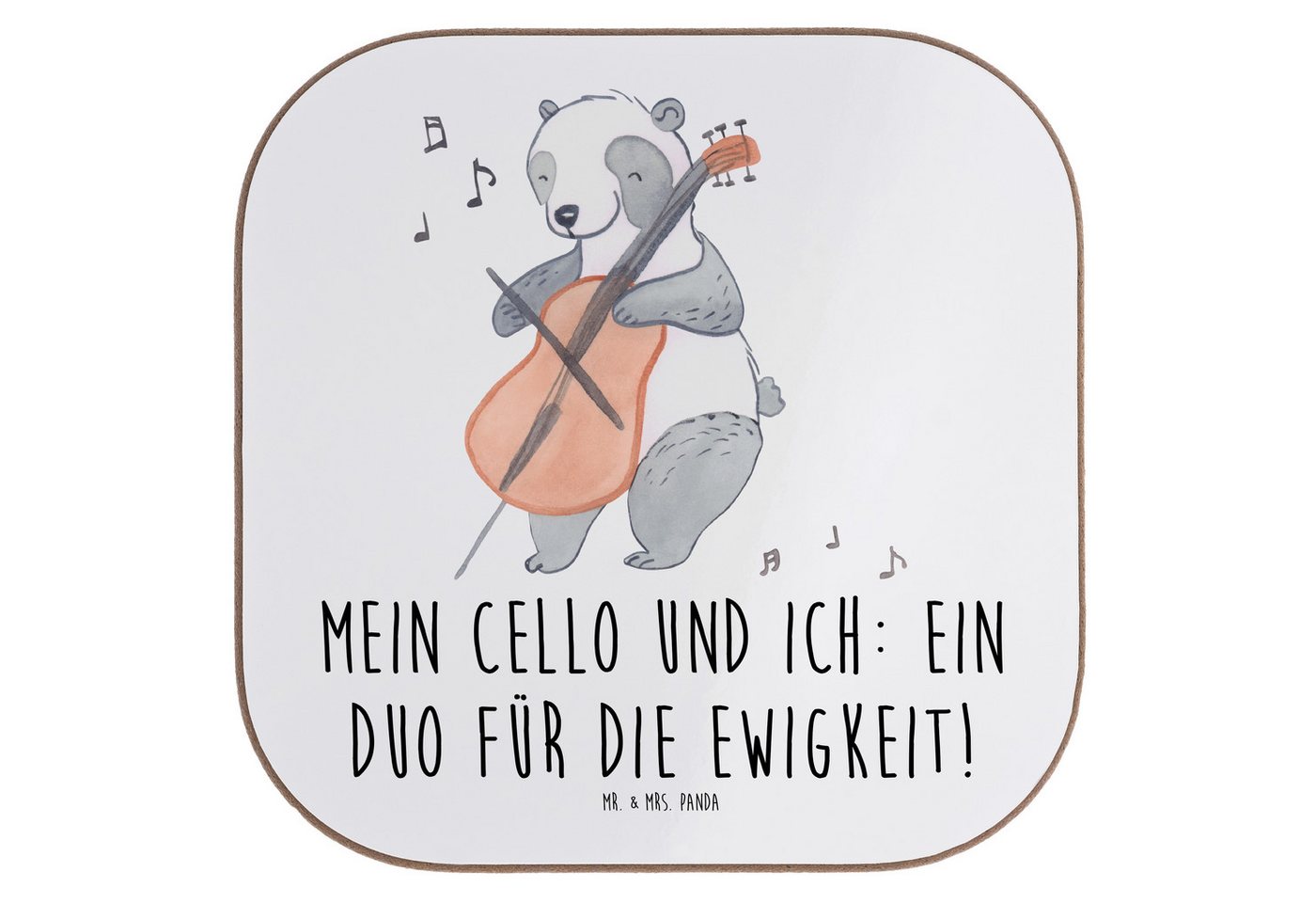 Mr. & Mrs. Panda Getränkeuntersetzer Cello Duo, Untersetzer für Gläser, Weiß, Orchester, Musiker Geschenk, Packung, 1-tlg. von Mr. & Mrs. Panda