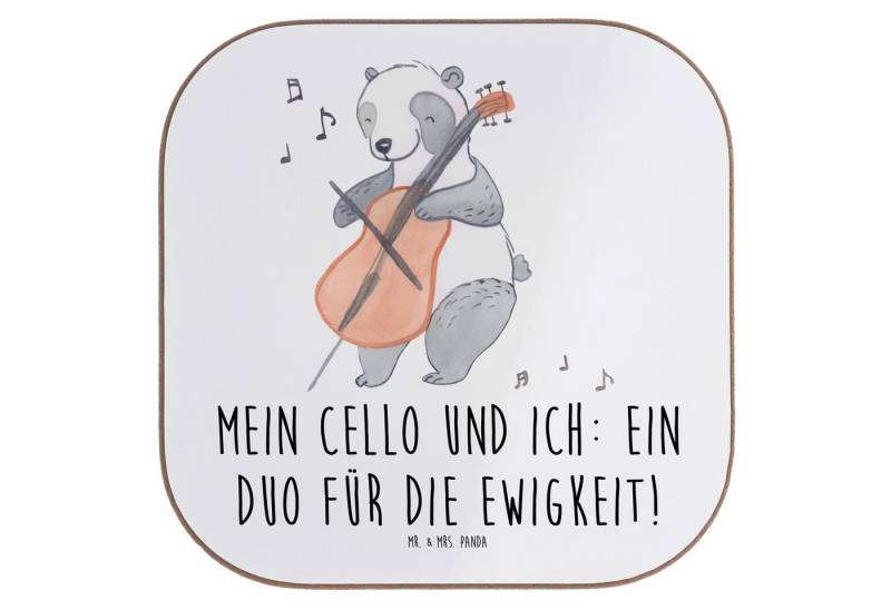 Mr. & Mrs. Panda Getränkeuntersetzer Cello Duo, Untersetzer für Gläser, Weiß, Orchester, Musiker Geschenk, Packung, 1-tlg. von Mr. & Mrs. Panda