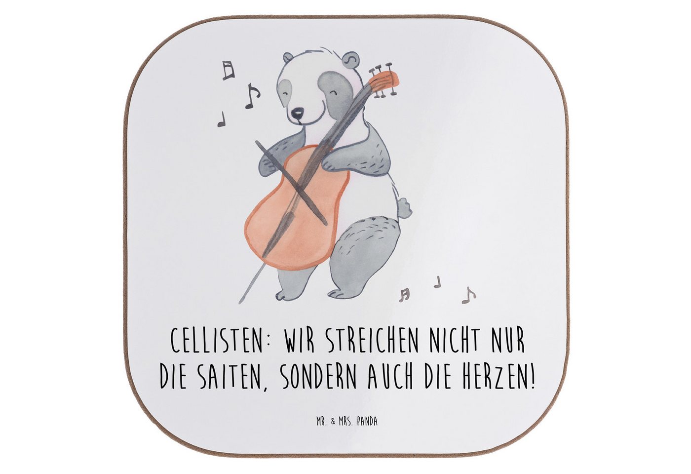 Mr. & Mrs. Panda Getränkeuntersetzer Cello Herz, Untersetzer für Gläser, Weiß, Klassische Musik, Glas, Glä, Packung, 1-tlg. von Mr. & Mrs. Panda