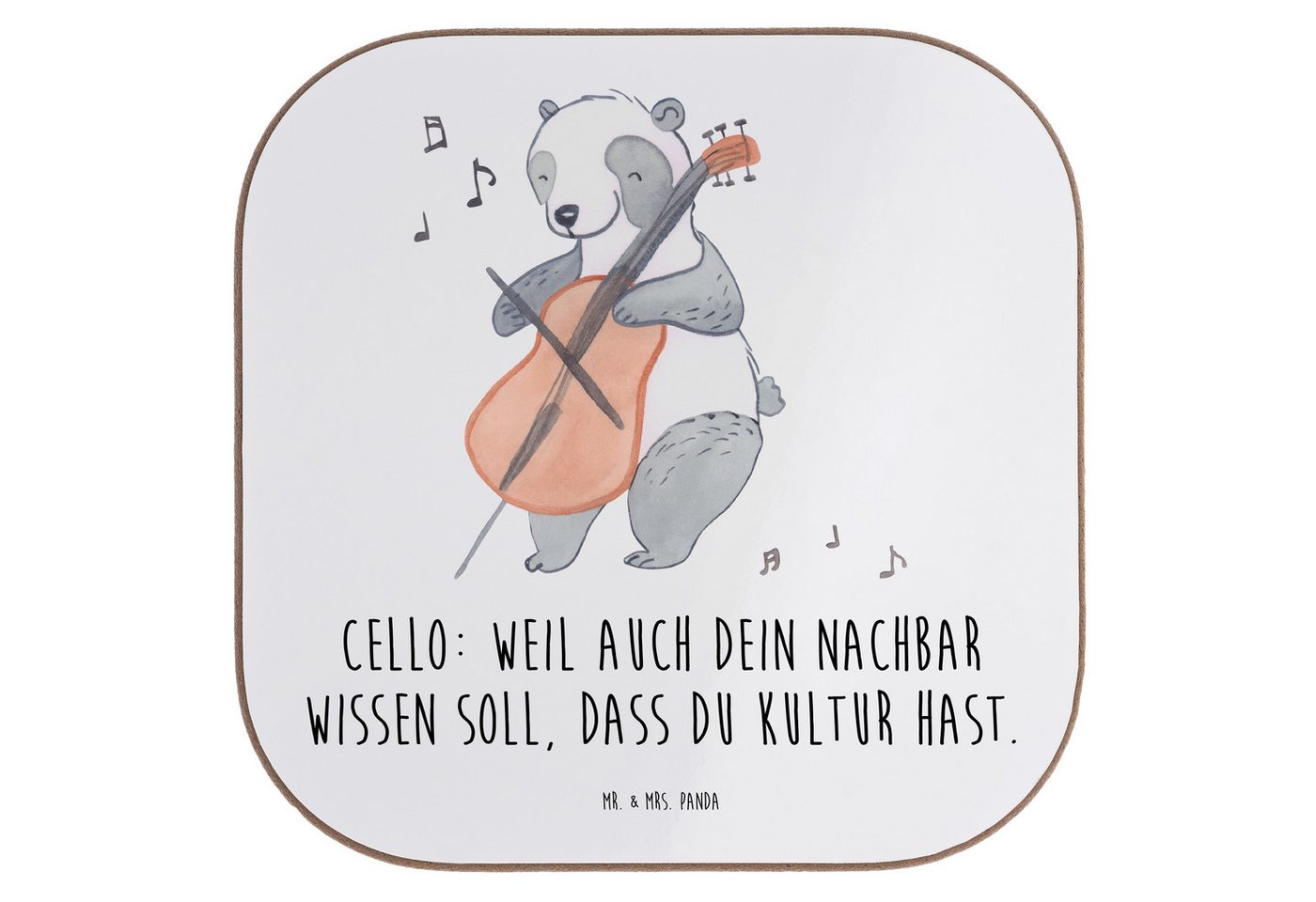 Mr. & Mrs. Panda Getränkeuntersetzer Cello Kultur, Untersetzer für Gläser, Weiß, Instrument, Nachbar, Orch, Packung, 1-tlg. von Mr. & Mrs. Panda