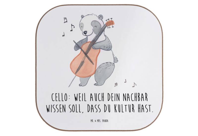 Mr. & Mrs. Panda Getränkeuntersetzer Cello Kultur, Untersetzer für Gläser, Weiß, Instrument, Nachbar, Orch, Packung, 1-tlg. von Mr. & Mrs. Panda