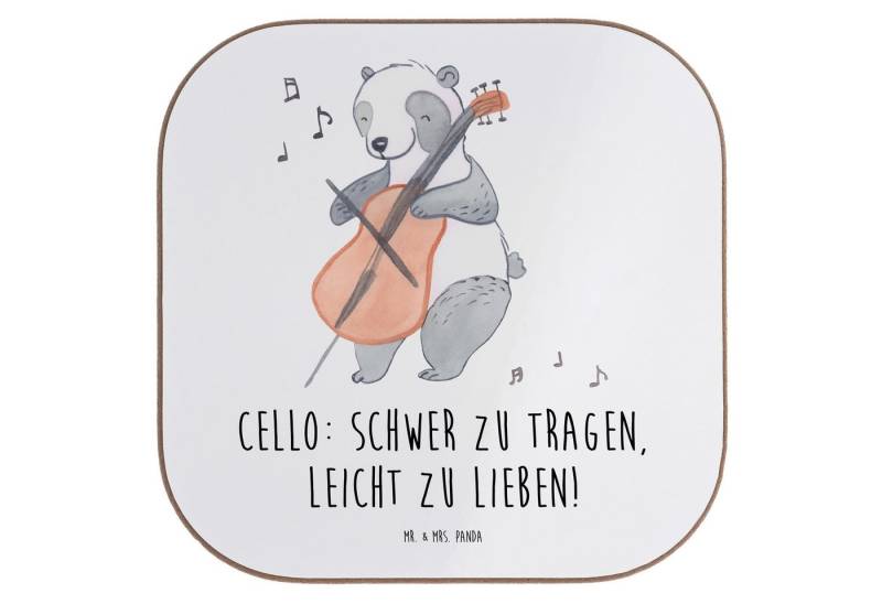 Mr. & Mrs. Panda Getränkeuntersetzer Cello Liebe - Weiß - Geschenk, Leicht zu n, Untersetzer Gläser, Geträ, Packung, 1-tlg., Kreatives Design von Mr. & Mrs. Panda