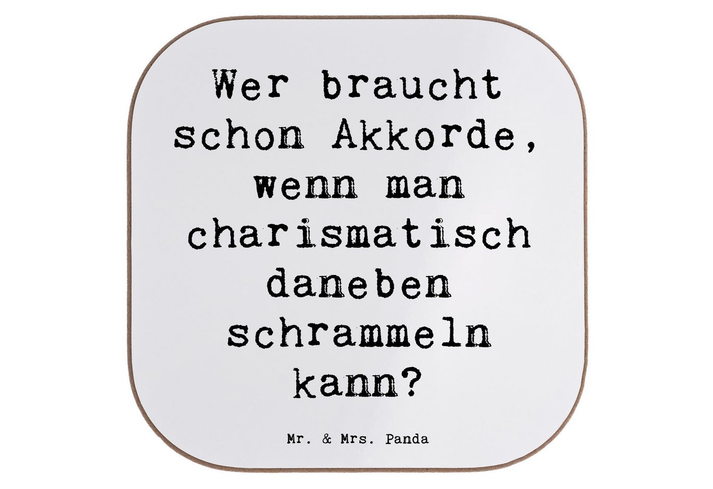 Mr. & Mrs. Panda Getränkeuntersetzer Spruch Charisma Gitarre, Untersetzer für Gläser, Weiß, Musiker, Liebe, Packung, 1-tlg. von Mr. & Mrs. Panda