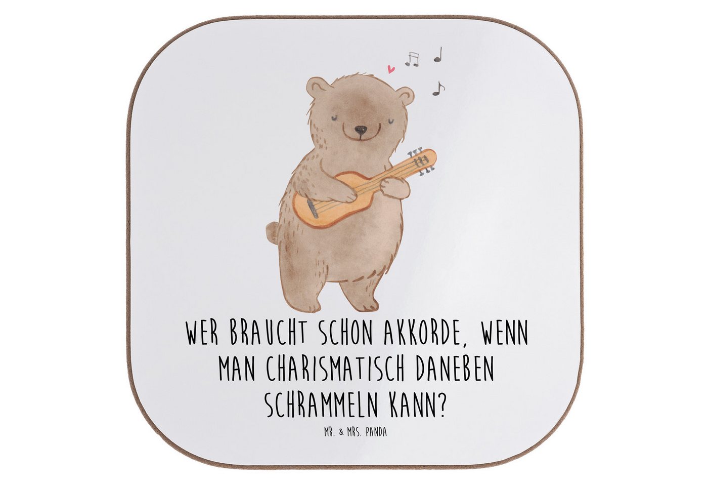 Mr. & Mrs. Panda Getränkeuntersetzer Charisma Gitarre, Untersetzer für Gläser, Weiß, Akustik, Glas, Tasse, Packung, 1-tlg. von Mr. & Mrs. Panda
