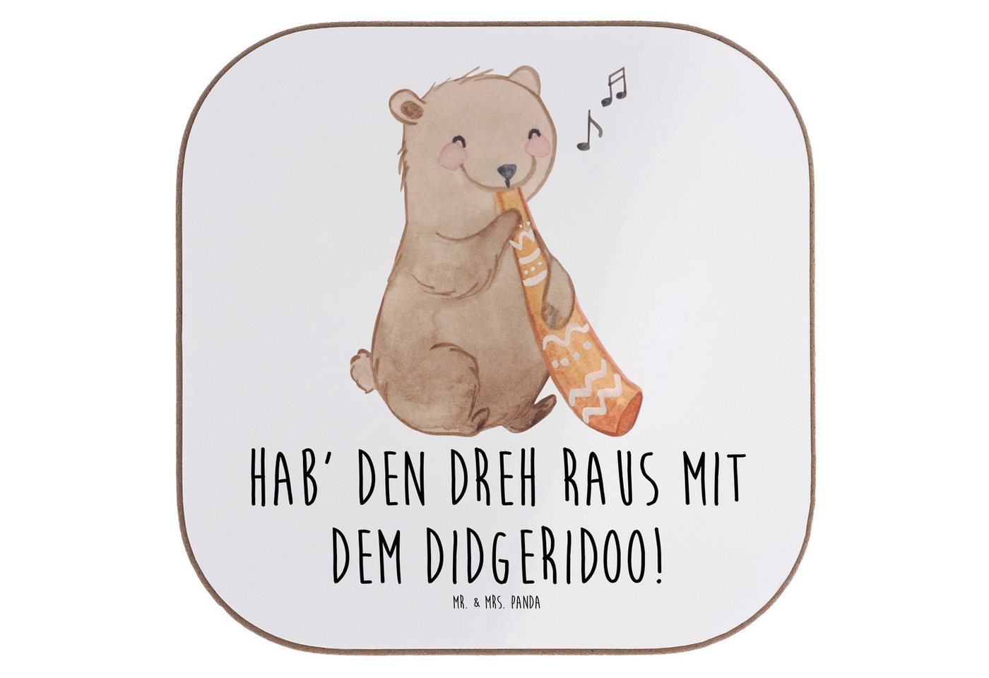Mr. & Mrs. Panda Getränkeuntersetzer Didgeridoo Dreh, gläseruntersetzer, Weiß, Musik, Untersetzer Glas, Te, Packung, 1-tlg. von Mr. & Mrs. Panda