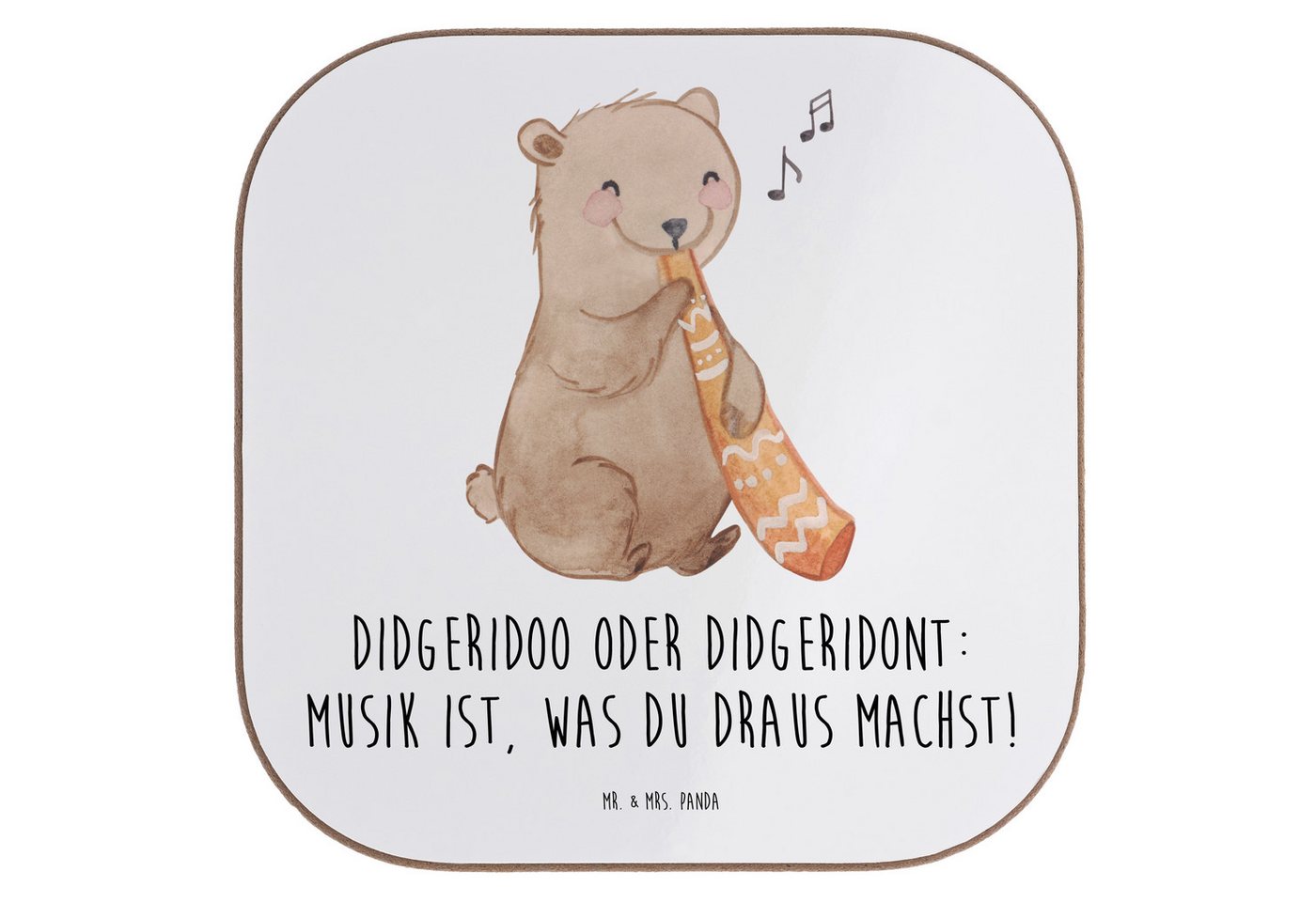 Mr. & Mrs. Panda Getränkeuntersetzer Didgeridoo Musik, Untersetzer für Gläser, Weiß, Musik, Gläser, spirit, Packung, 1-tlg. von Mr. & Mrs. Panda