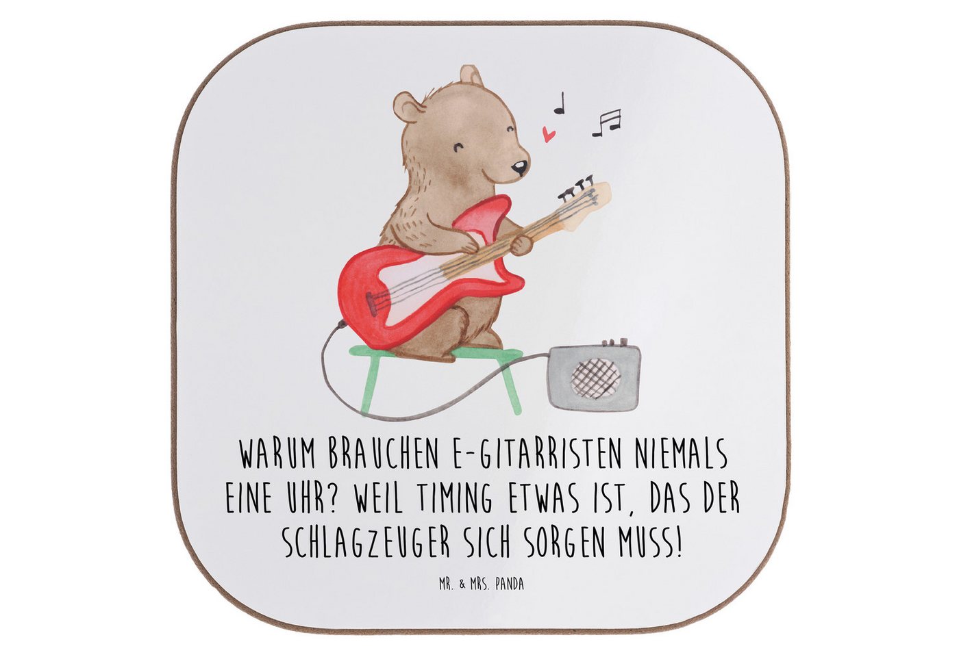 Mr. & Mrs. Panda Getränkeuntersetzer E-Gitarre Timing, Untersetzer für Gläser, Weiß, Flaschenuntersetzer, Packung, 1-tlg. von Mr. & Mrs. Panda