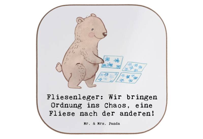 Mr. & Mrs. Panda Getränkeuntersetzer Fliesenleger: Wir bringen Ordnung ins Chaos, eine Fliese nach der and, 1-tlg. von Mr. & Mrs. Panda