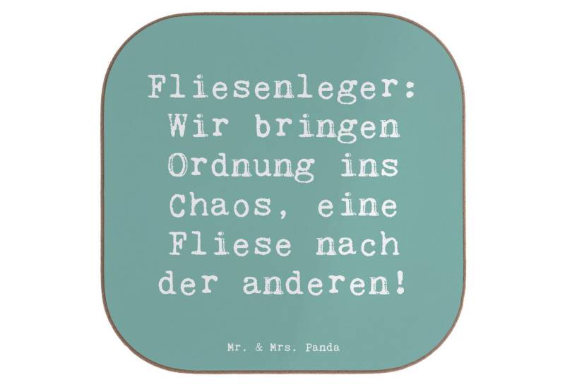 Mr. & Mrs. Panda Getränkeuntersetzer Fliesenleger: Wir bringen Ordnung ins Chaos, eine Fliese nach der and, 1-tlg., Robustes Material von Mr. & Mrs. Panda