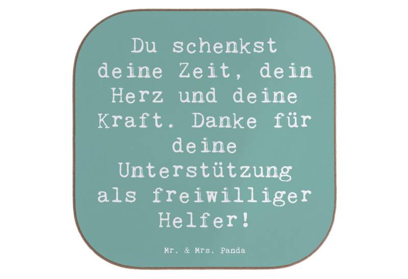 Mr. & Mrs. Panda Getränkeuntersetzer Freiwilliger Dank - Meeresbrise - Geschenk, Selbstlosigkeit, Bedanken, 1-tlg., Handgezeichnete Motive von Mr. & Mrs. Panda