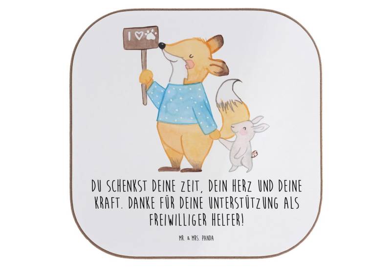 Mr. & Mrs. Panda Getränkeuntersetzer Freiwilliger Dank - Weiß - Geschenk, Wertschätzung, Beitrag, Selbstlo, 1-tlg. von Mr. & Mrs. Panda