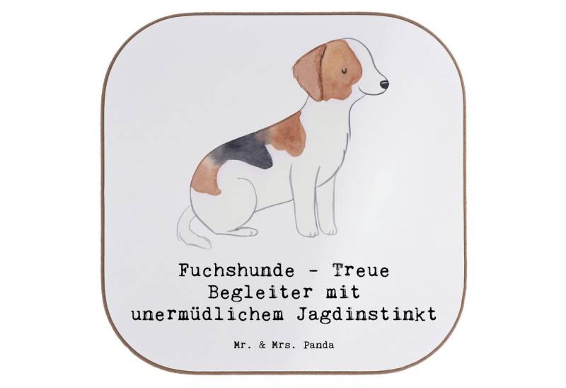 Mr. & Mrs. Panda Getränkeuntersetzer Fuchshunde Treue - Weiß - Geschenk, Loyalität, Untersetzer Holz, Glas, 1-tlg. von Mr. & Mrs. Panda