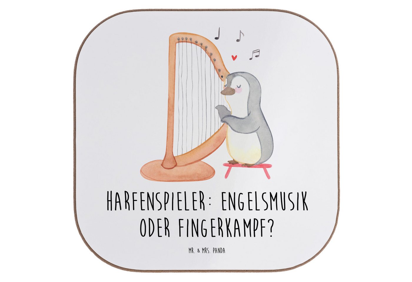 Mr. & Mrs. Panda Getränkeuntersetzer Harfe Melodien, Untersetzer Gläser, Weiß, Gläser, Musik, Geschenk Mus, Packung, 1-tlg. von Mr. & Mrs. Panda
