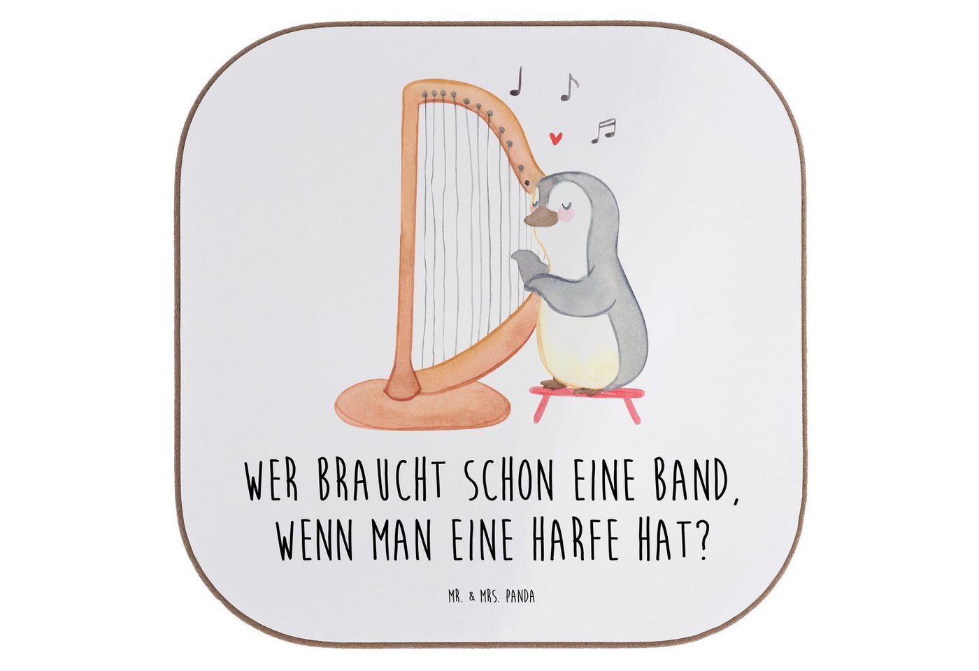 Mr. & Mrs. Panda Getränkeuntersetzer Harfenzauber, Tischuntersetzer, Weiß, Untersetzer Glas, Instrument, f, Packung, 1-tlg. von Mr. & Mrs. Panda