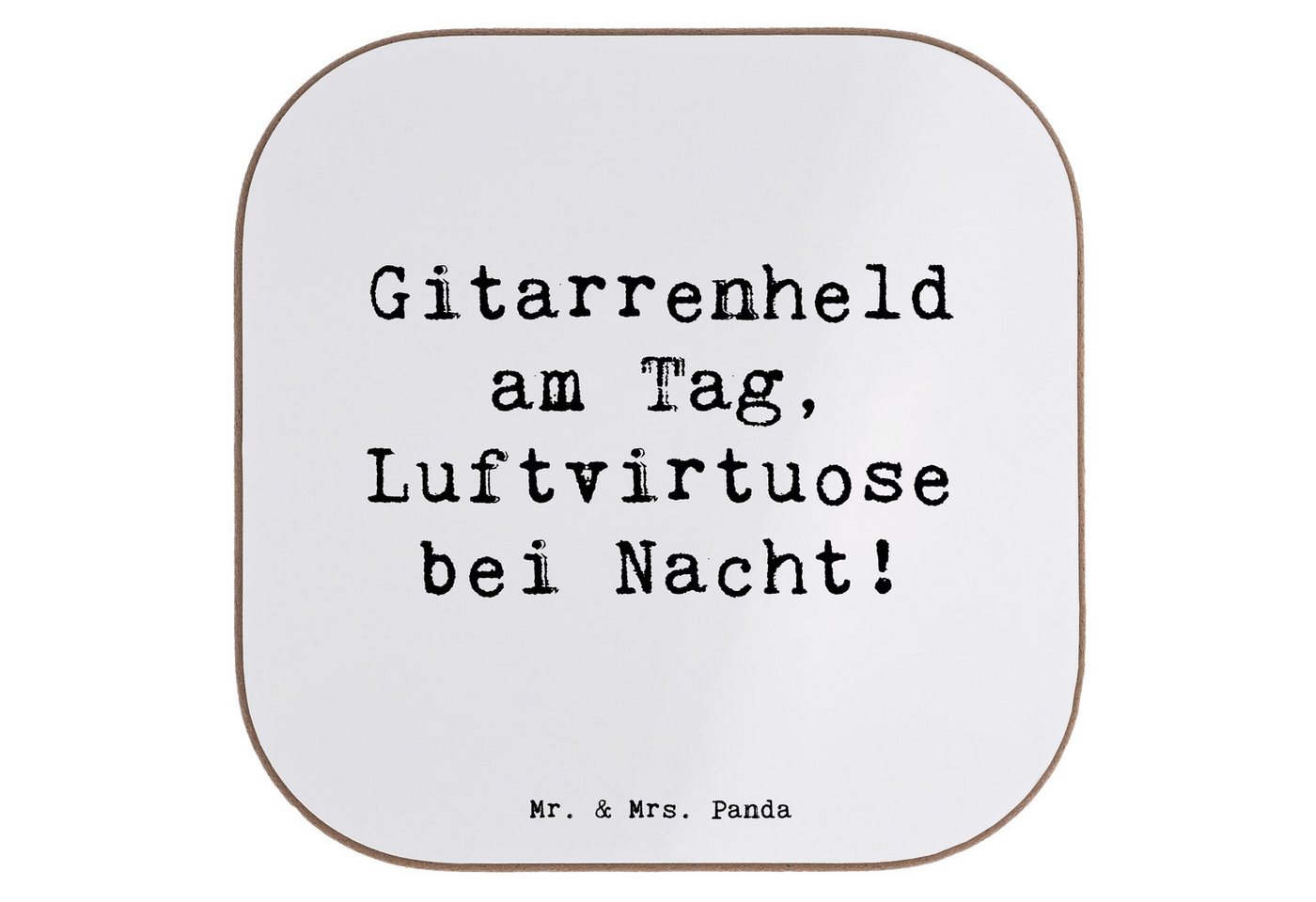 Mr. & Mrs. Panda Getränkeuntersetzer Spruch Gitarrenheld, Untersetzer für Gläser, Weiß, Gläser, weinunters, Packung, 1-tlg. von Mr. & Mrs. Panda