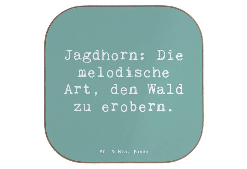 Mr. & Mrs. Panda Getränkeuntersetzer Jagdhorn Magie - Meeresbrise - Geschenk, Tradition, Untersetzer Holz, 1-tlg., Glänzende Oberfläche von Mr. & Mrs. Panda