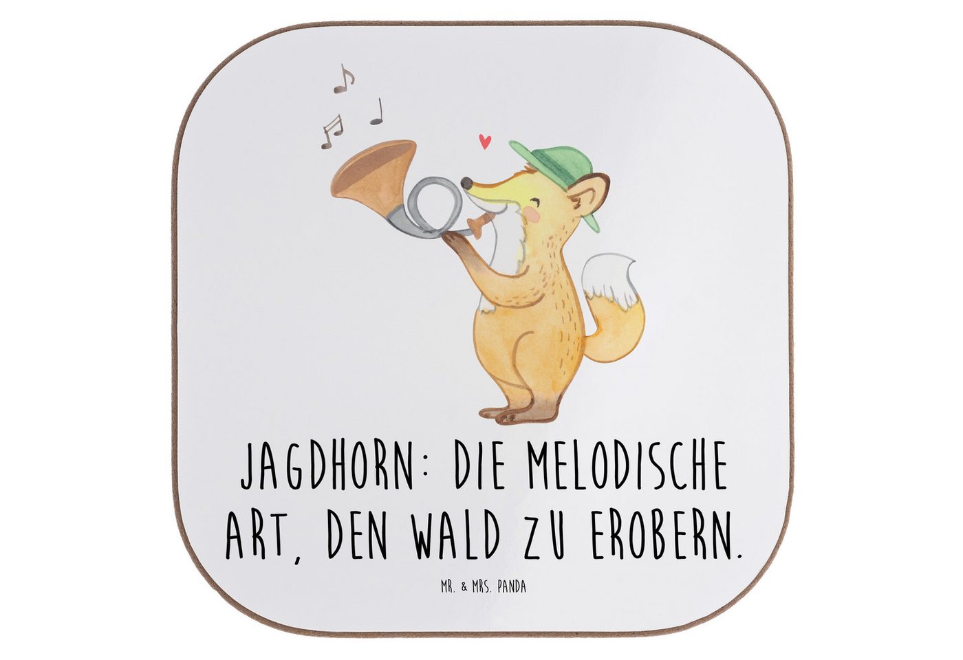 Mr. & Mrs. Panda Getränkeuntersetzer Jagdhorn Magie, Untersetzer für Gläser, Weiß, Jagdsignal, Musik, Wald, Packung, 1-tlg. von Mr. & Mrs. Panda