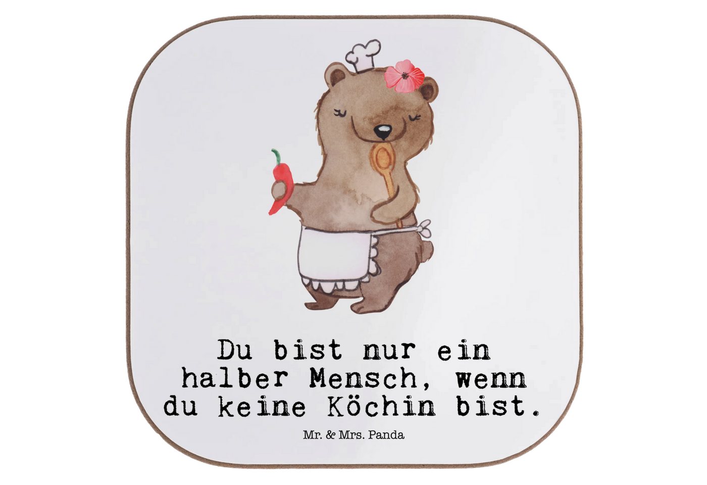 Mr. & Mrs. Panda Getränkeuntersetzer Köchin Herz - Weiß - Geschenk, Küchenmeisterin, Fernseh, Untersetzer, Packung, 1-tlg., Kreatives Design Mr. & Mrs. Panda Getränkeuntersetzer Köchin Herz - Weiß - Geschenk, Küchenmeisterin, Fernseh, Untersetzer, Packung, 1-tlg., Kreatives Design von Mr. & Mrs. Panda