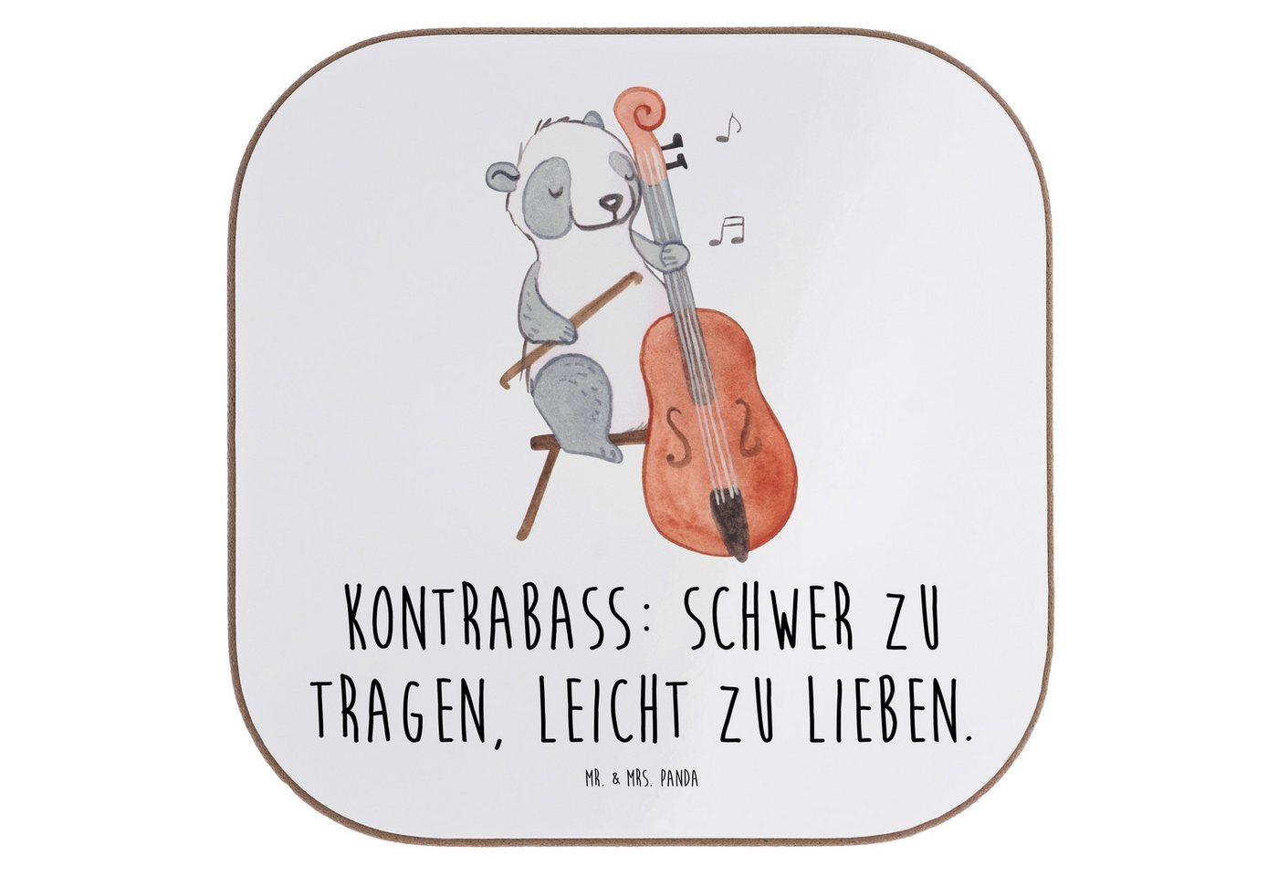Mr. & Mrs. Panda Getränkeuntersetzer Kontrabass Liebe, Untersetzer für Gläser, Weiß, gläseruntersetzer, Le, Packung, 1-tlg. von Mr. & Mrs. Panda