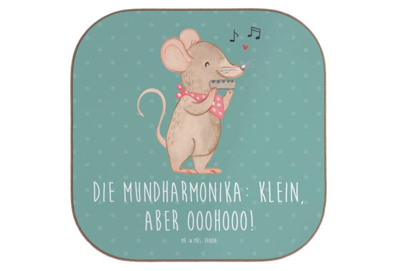 Mr. & Mrs. Panda Getränkeuntersetzer Mundharmonika Ohooo - Meeresbrise - Geschenk, Untersetzer Holz, klein, 1-tlg. von Mr. & Mrs. Panda