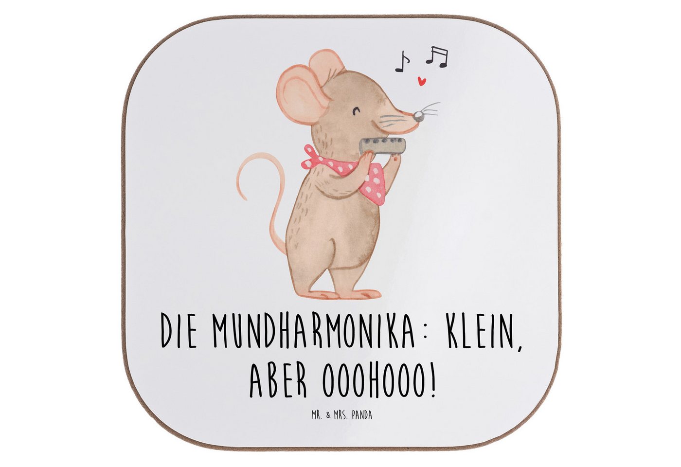 Mr. & Mrs. Panda Getränkeuntersetzer Mundharmonika Ohooo, Untersetzer Glas, Weiß, Glas, Atemtechnik, Lerne, Packung, 1-tlg. von Mr. & Mrs. Panda